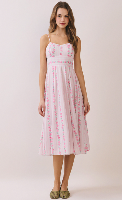 Radiant Rose Garden Midi Dress