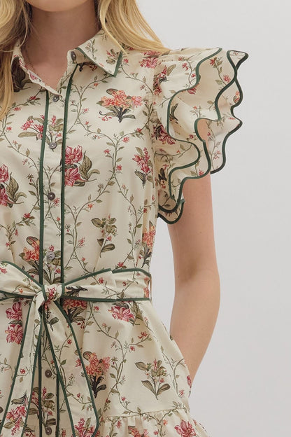 Ecru Floral Mini Dress