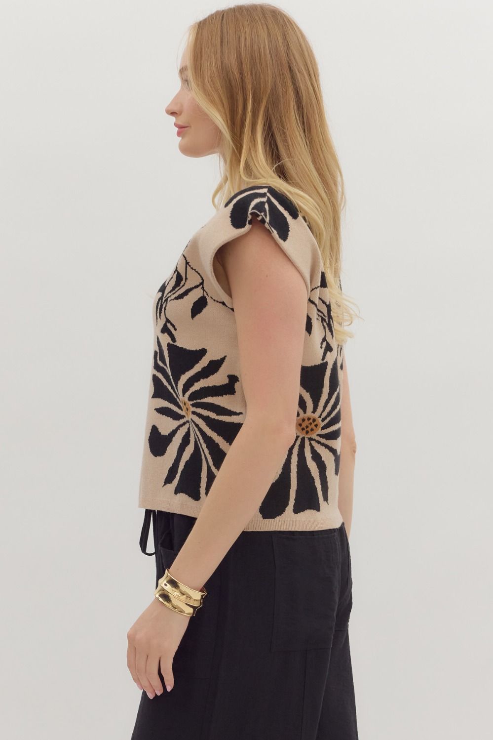 Ecru & Black Floral Sweater