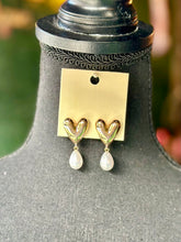 Load image into Gallery viewer, Puffy Heart &amp; Pearl Dangles

