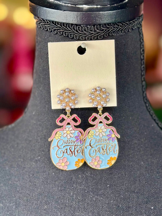 Coquette Floral Easter Egg Earrings