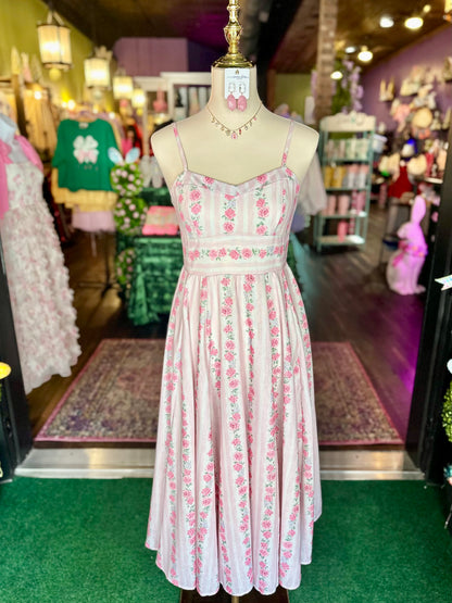 Radiant Rose Garden Midi Dress