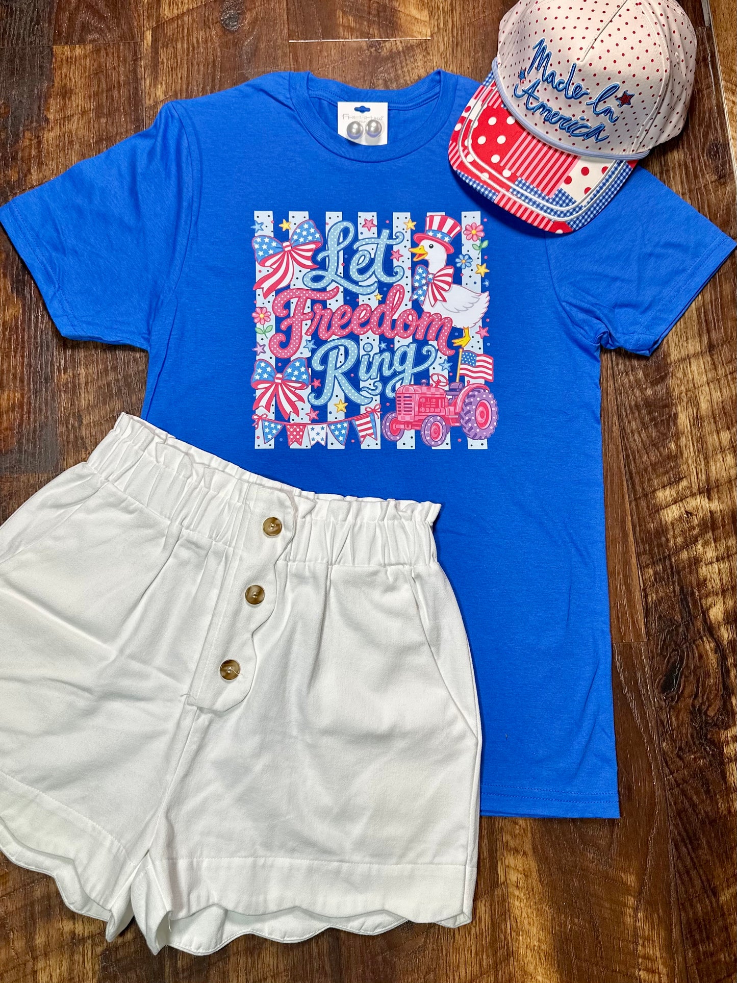 Multi-print "Let Freedom Ring" T-Shirt