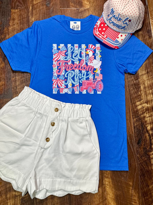 Multi-print "Let Freedom Ring" T-Shirt