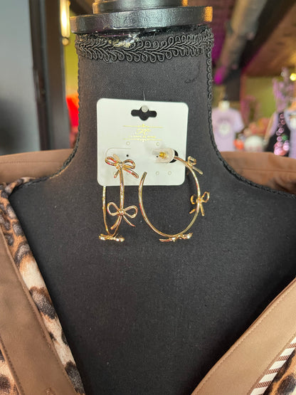 Gold Bow Hoops