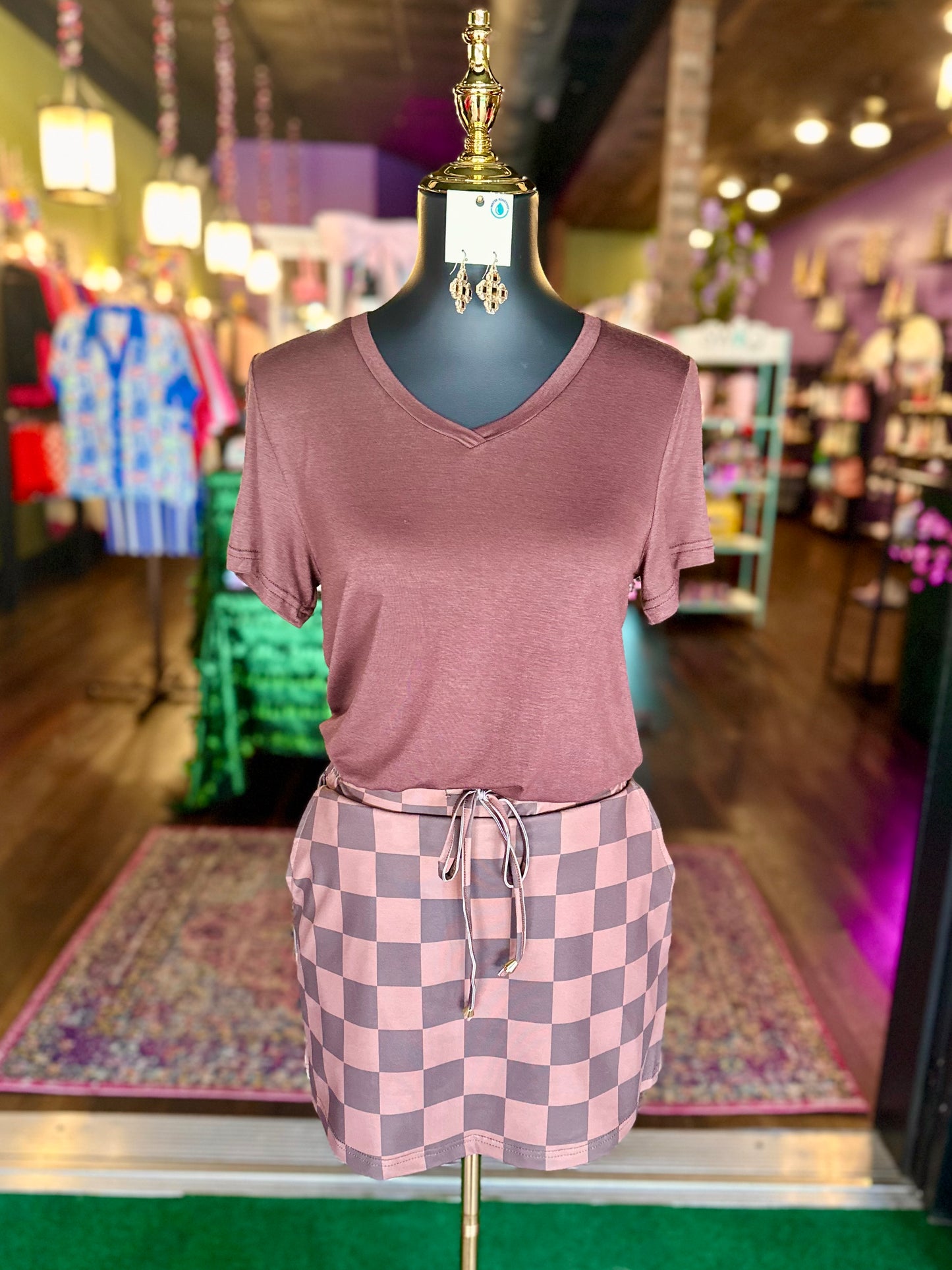 Chocolate Check Mate Skort