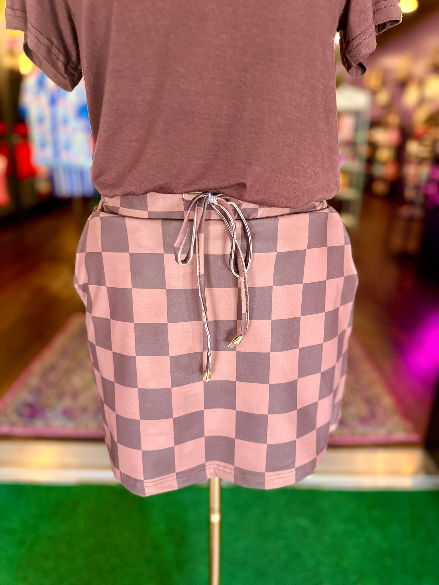 Chocolate Check Mate Skort