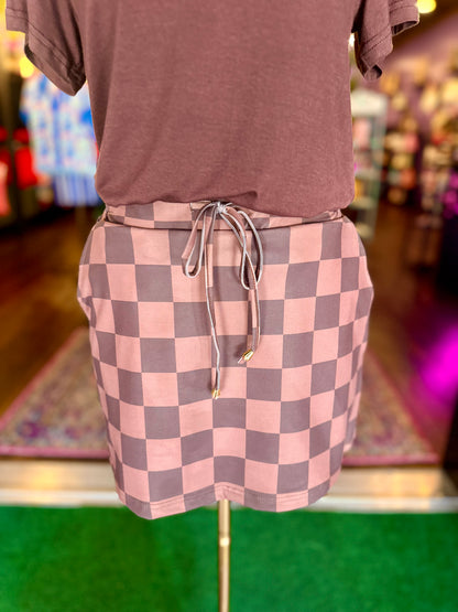 Chocolate Check Mate Skort