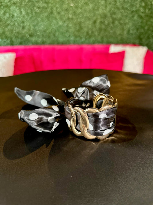 Black & White Polkadot Scarf Bangle