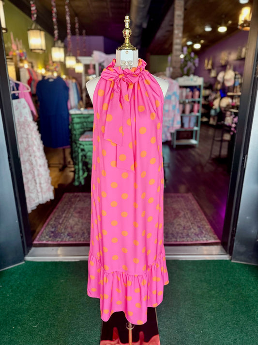 Pink & Orange Polka Dot Maxi