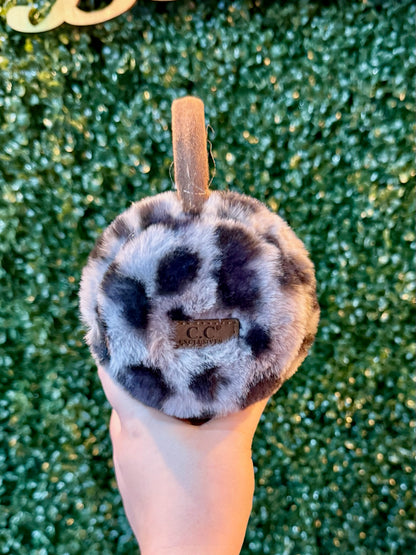 Gray Leopard Print Earmuffs