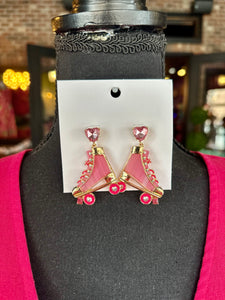 Pink Roller Skate Dangling earrings