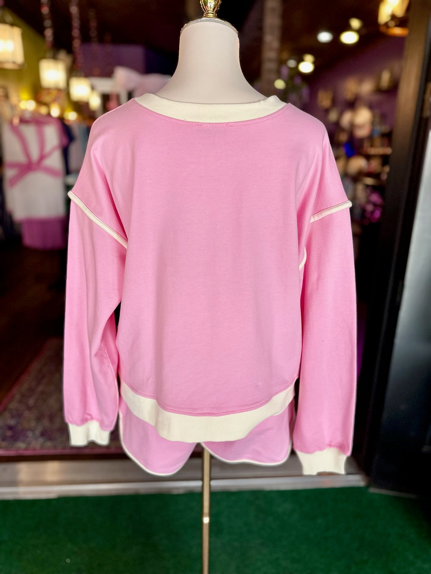 Candy Pink French Terry Pullover & Shorts Set