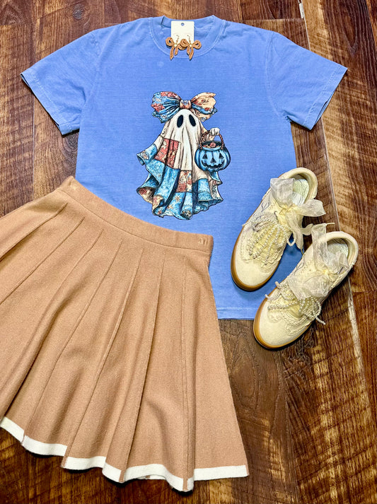 Comfort Colors Retro Denim Blue Halloween Ghost T-Shirt