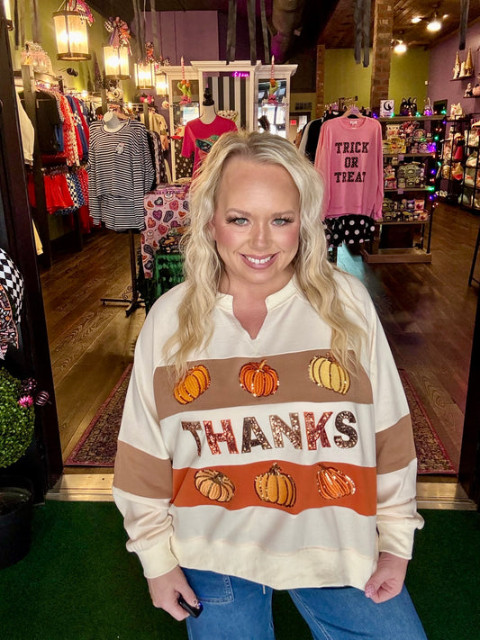“Thanks” Pumpkin Pullover