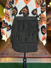 Load image into Gallery viewer, Black Suede Fringe skirt
