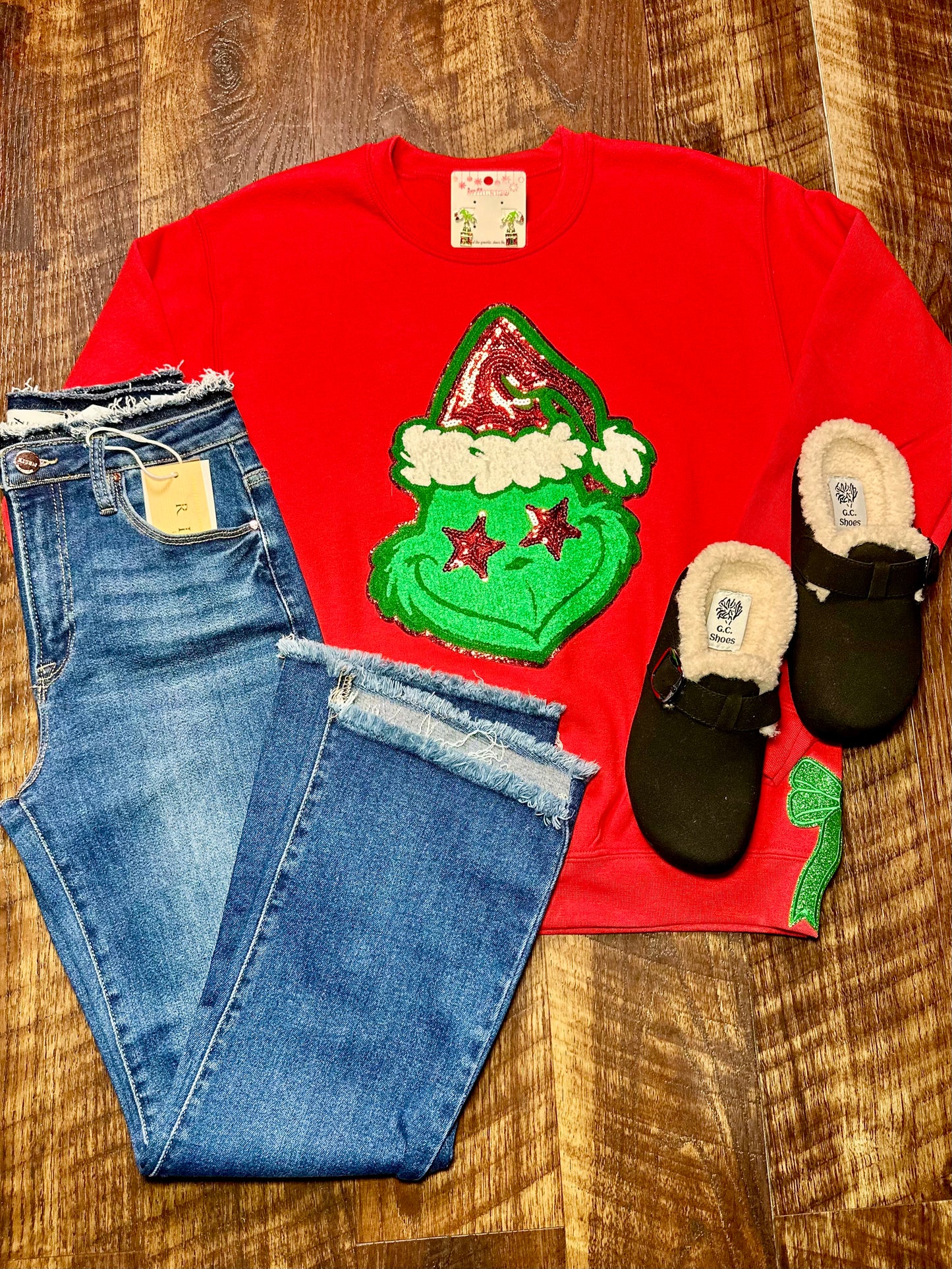 Sequin & Chenille Grinch Sweatshirt