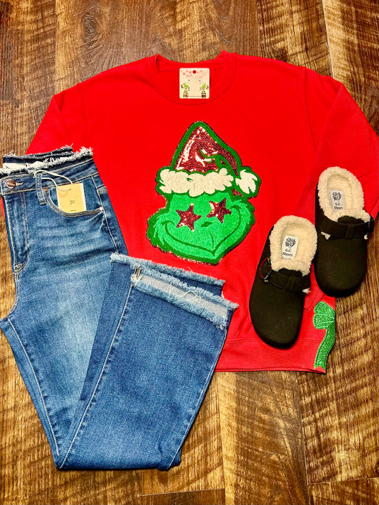 Sequin & Chenille Grinch Sweatshirt