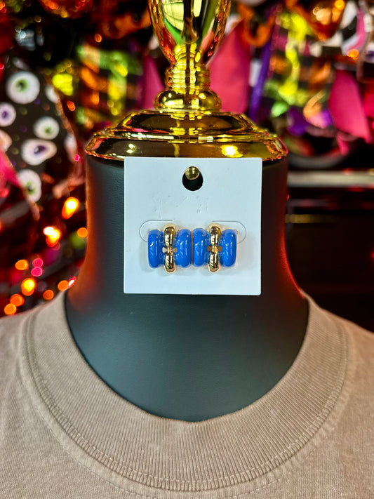 Blue & Gold Geometric Earrings