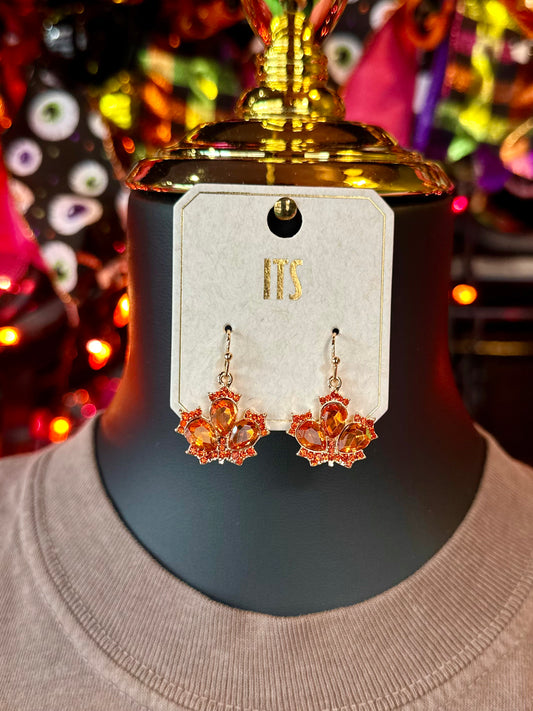 Rhinestone Maple Leaf Earrings