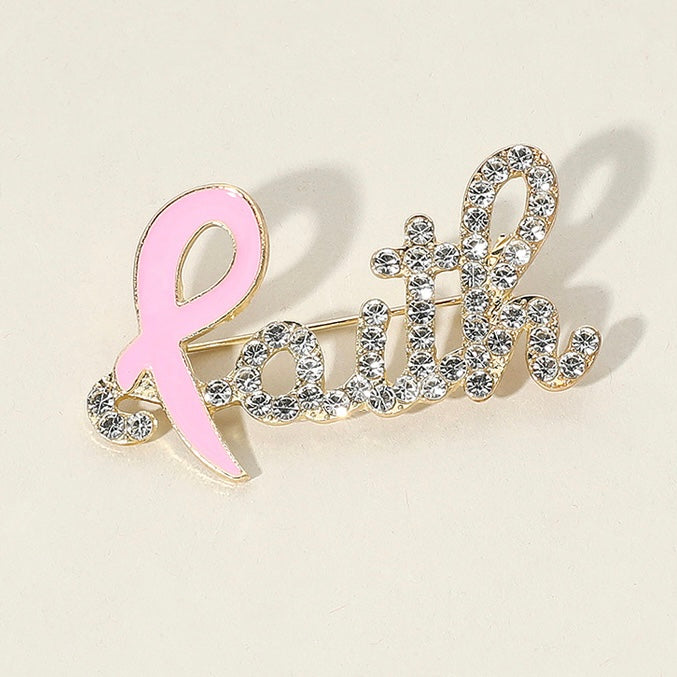 Rhinestone FAITH Pin Brooches