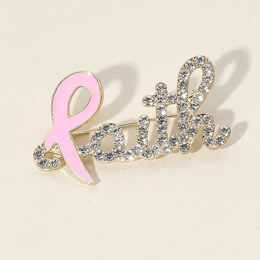 Rhinestone FAITH Pin Brooches