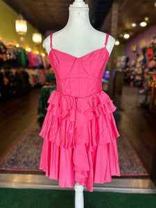 Pink ruffle tiered dress