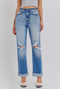 Medium Wash Super High Rise Dad Jeans