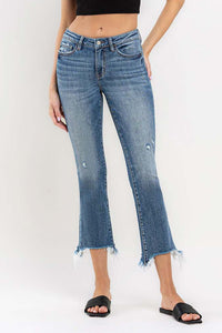 Mid Rise Distressed Bootcut Jeans