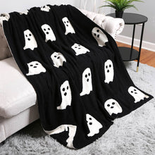 Load image into Gallery viewer, Black/White Reversible Ghost Blanket
