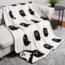 Load image into Gallery viewer, Black/White Reversible Ghost Blanket
