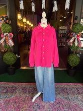 Load image into Gallery viewer, Hot Pink Ribbed Collared Shacket
