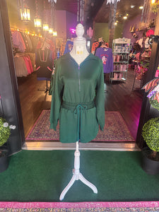 Hunter Green Half-Zip Collared Romper