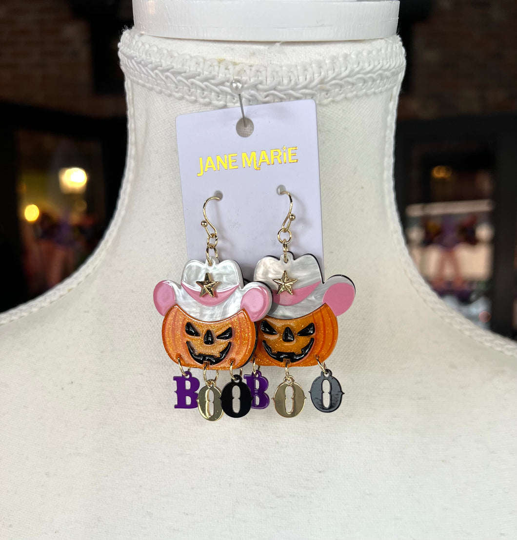 Cowgirl Jack-O-Lantern Dangles