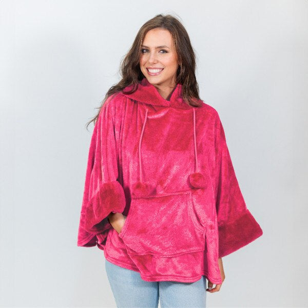 Hot Pink Hooded Poncho