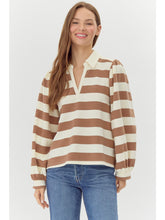 Load image into Gallery viewer, Taupe Striped Polo Shirt
