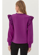 Load image into Gallery viewer, Magenta Ruffle Shoulder Top
