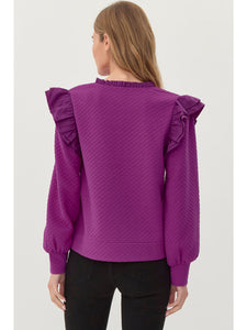 Magenta Ruffle Shoulder Top