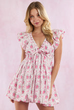 Load image into Gallery viewer, Floral &amp; Bow Print Bubble Hem Mini Dress
