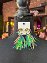 Load image into Gallery viewer, Mardi Gras Jester w/ Feathers earrings
