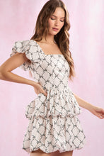 Load image into Gallery viewer, Ribbon Print Bubble Hem Mini Dress
