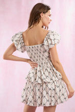 Load image into Gallery viewer, Ribbon Print Bubble Hem Mini Dress
