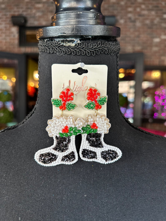 Black & White Christmas Stocking earrings