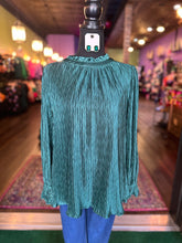 Load image into Gallery viewer, Textured Hunter Green long sleeve Blouse
