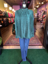 Load image into Gallery viewer, Textured Hunter Green long sleeve Blouse
