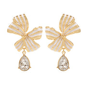 Load image into Gallery viewer, Gold Striped Bow &amp; Jewel Dangle
