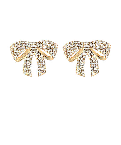 Gold Pave Ribbon Earrings