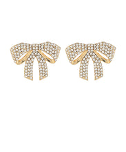 Load image into Gallery viewer, Gold Pave Ribbon Earrings
