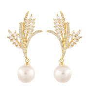 Load image into Gallery viewer, Gold Pave Branch &amp; Pearl Earrings
