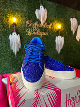 Load image into Gallery viewer, Electric Blue Rhinestone Sneakers
